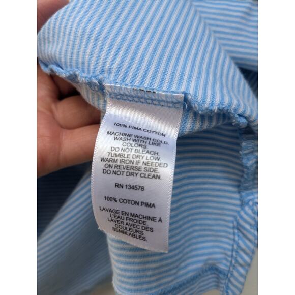 Vineyard Vines Island Men's Polo Shirt Blue Striped Pima Cotton GOLF Beach XL - Picture 8 of 10